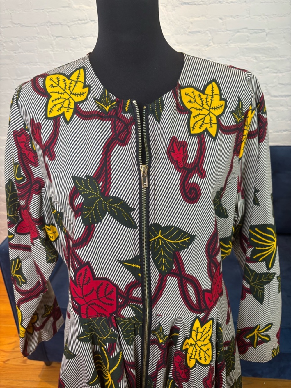 Mae Otti “Keita” African Floral Zip-Front Fit & Flare Dress - XL - Picture 4 of 10
